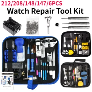 212/147/6PCS Watch Opener Repair Tool Kit Watchmaker Link Pin Hammer Set Clock Watch Remover Repair Screwdriver Hand Tools Bag