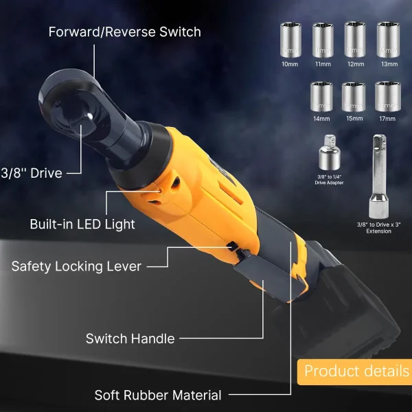 for Dewalt 20V Battery Cordless Actuator Set, 400 RPM 3/8" Power Ratchet Wrench with Variable Speed Trigger, Replacement DCF513B - Image 2
