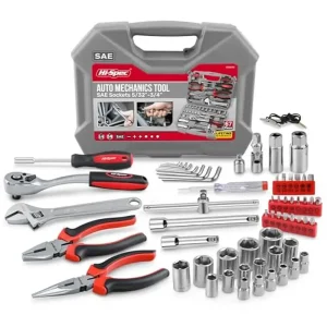 67pc SAE Mechanics Tool Kit Set Car Motorcycle RV Repairs Sockets Ratchet Wrench Extension Bars Precision Control Portable