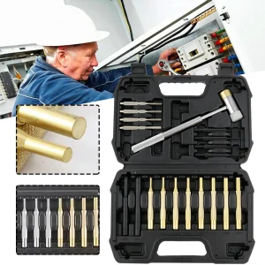 Roll Pin Punch Set with Steel Punch Double-Faced Hammer Gunsmithing Punch Tools Portable Durable Hand Tool Set 29*21*5.7cm