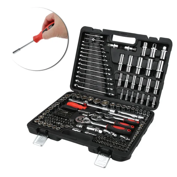 New 215Pcs Car DIY Repair Tool Kit 1/4in 3/8in 1/2in Socket Sets Ratchet Torque Wrench Combo Auto Repairing Sets Mechanic Tool - Image 3