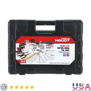 215pc Home Tool Set Socket Wrench Hammer Screwdriver Pliers Hex Key Fasteners Organizer Case